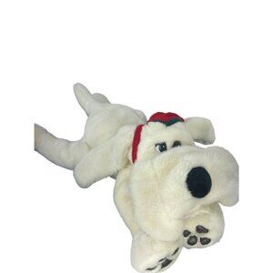 Cuddly Plush White Dog Toy With Red Holiday Hat Plush Stuffed‎ Animal Toy